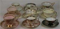SEVEN ENGLISH CUPS AND SAUCERS + TWO OTHERS