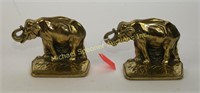 PAIR HEAVY BRASS ELEPHANT BOOKENDS
