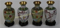 FOUR BRASS AND CLOISONNE STYLE CHINESE VASES
