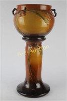 Roseville Brown Pine Cone Jar & Pedestal
