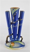 Roseville Blue Pine Cone Triple Bud Vase