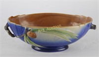 Roseville Blue Pine Cone Footed Bowl