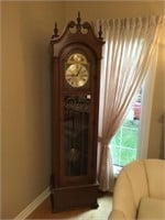 Tempus Fugit walnut-cased Grandfather clock.
