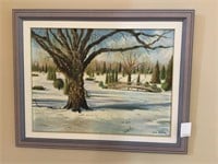 Oil painting of Waterworks Park in winter by Nan