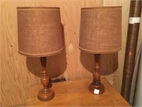 Pair of vintage wooden table lamps.