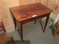 Early Primitive antique side table with tapered