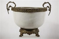 Pedestal White Bronze Footed Decorative Container
