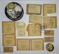Group of Pocket Watch Replacement Parts & Movement