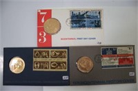 3 Bicentennial First Day Cover and Medals