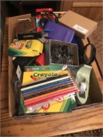 Flat of Office Supplies - Tape, Clips, Markers