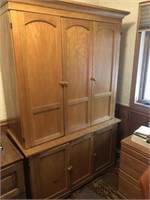 Large Wooden Cabinet Desk & Contents
