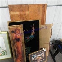 Framed pictures, wood boards