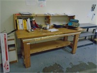 Wooden laboratory table w/ shelf