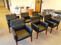 6 Black Leather Executive Receiving Chairs