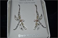 Sterling and Black Hills Gold Dragonfly earrings