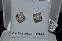 14K over Sterling Cultured Pearl Earrings