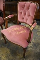 Oak Tufted Back Parlor Arm Chair