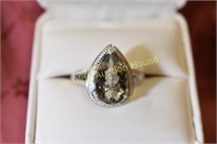 Large Green Sapphire Pear Cut Ring
