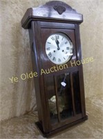 30 Day Oak and Beveled Glass Wall Clock