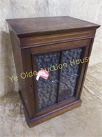 Unusual Mahogany Box with Patterned Glass Door
