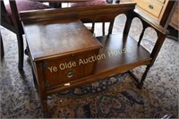 Tiger Oak Telephone Bench with Pull Out Writing