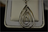 Sterling Silver Drop Necklace Pendant 1.5"