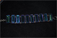 10 Mystic Topaz Stones Set in Sterling Bracelet