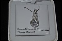 Sterling and Crystal Pendant w/ Diamond Accents