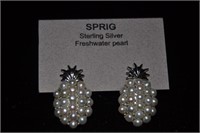 Sterling and Freshwater Pearl Pinapple Earrings