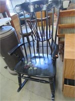 Painted Black with Stencil Back Rocking Chair