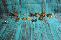 Large Lot of Military Buttons Pins Badges