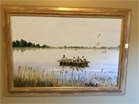 Large oil painting, signed Freeman. Framed, 35” x
