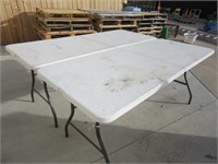 TWO Double-Fold 6' Poly Folding Tables MATCHING