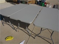 THREE 6' Double Fold Poly Folding Tables
