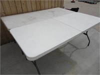 TWO Dual-Hinged Compact Poly Folding 6' Tables