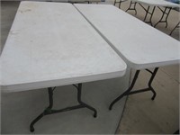 TWO 6' Lifetime Poly Folding Tables 1 needs screw