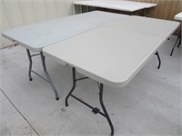 TWO 6' Poly Hinged Tables Double-Fold Grayish NICE