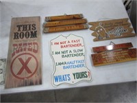 Lot 5 Wooden Signs Funny~Decor Assorted