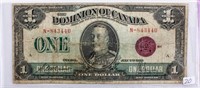 Coin 1923 Canadian Large $1 Paper Note