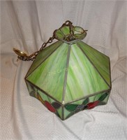 Vintage Hanging Glass Light Fixture Tiffany Style