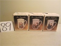 3 NORMAN ROCKWELL PORCELAIN COLLECTOR MUGS