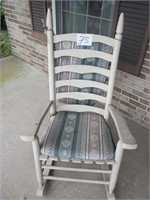 WHITE WOODEN PATIO ROCKING CHAIR