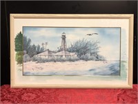 Sanibel Lighthouse Framed Watercolor Print