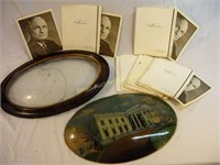 Reverse painting of White House; Truman portraits
