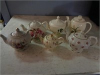 6 Different China / Porcelain Tea Pots