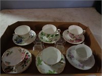 6 Different Tea Cups and Saucers
