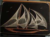 Handmade String Art of a Sailboat