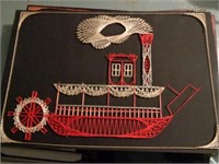 Handmade String Art of a Steamboat