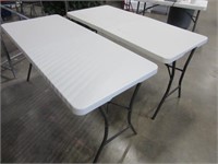 Lot TWO 5' Double-Hinge Poly Folding Tables