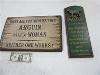 Pair Quality Wooden Funny Signs